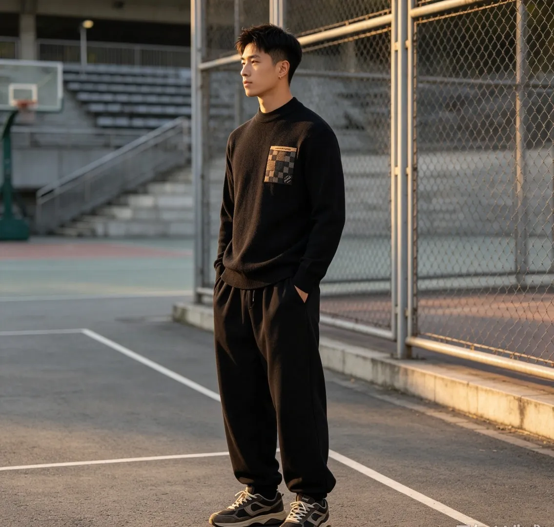Louis Vuitton/Louis Vuitton checkered fake pocket crewneck sweater